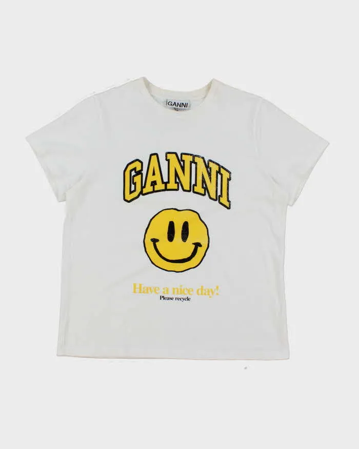 Ganni Have a Nice Day Smiley Face Graphic T-Shirt - M sold by Rokit