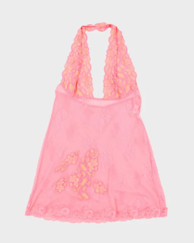 Vintage Y2k 00s Fredricks Lace Mesh Slip Dress - M sold by Rokit