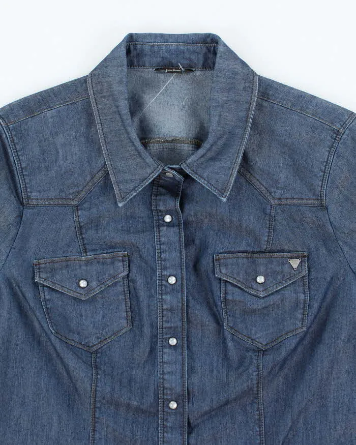 Vintage Y2K Guess Dark Wash Long Sleeve Denim Shirt - L sold by Rokit product image thumbnail 3