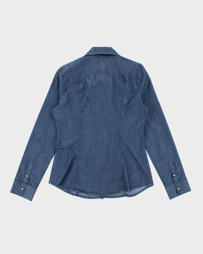 Vintage Y2K Guess Dark Wash Long Sleeve Denim Shirt - L sold by Rokit product image thumbnail 2
