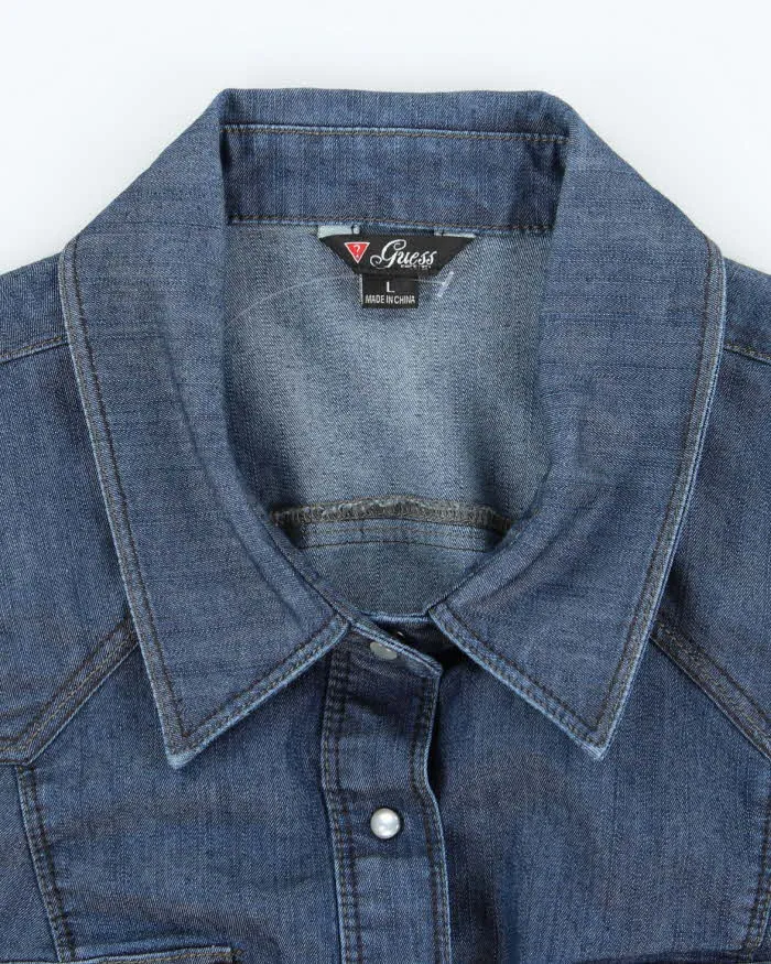 Vintage Y2K Guess Dark Wash Long Sleeve Denim Shirt - L sold by Rokit product image thumbnail 5