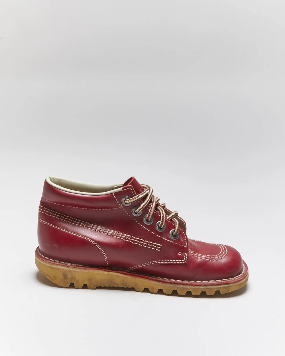 Vintage Kickers Red Leather Hi Boots- UK5 sold by Rokit product image thumbnail 3