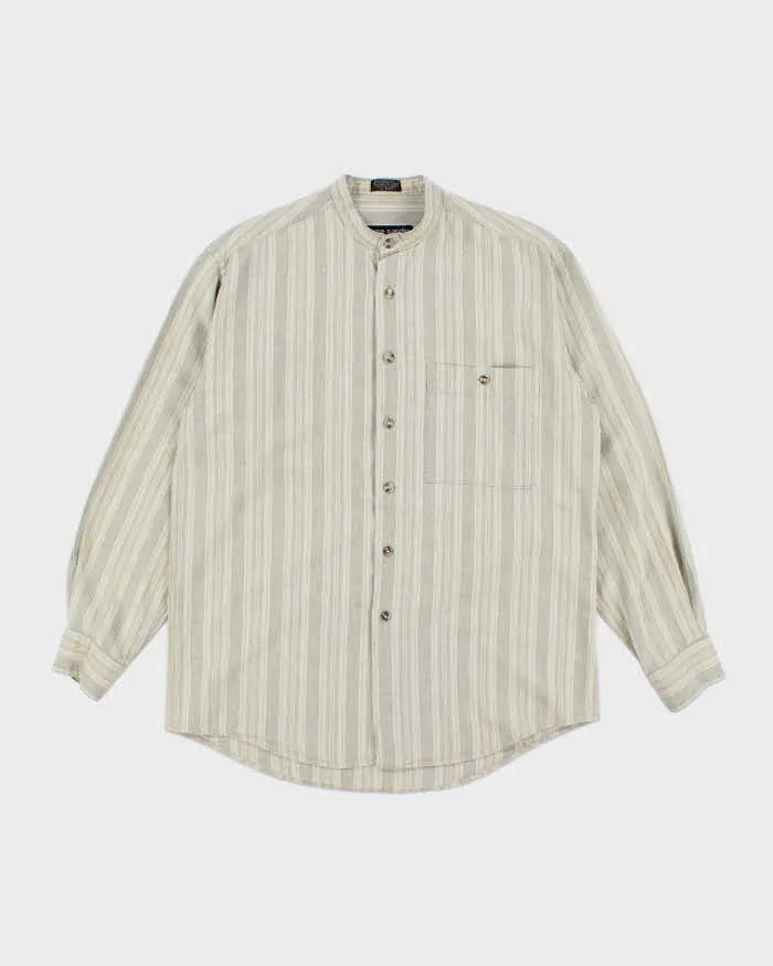 Vintage Pierre Cardin Linen Blend Grandad Collar Shirt - M sold by Rokit
