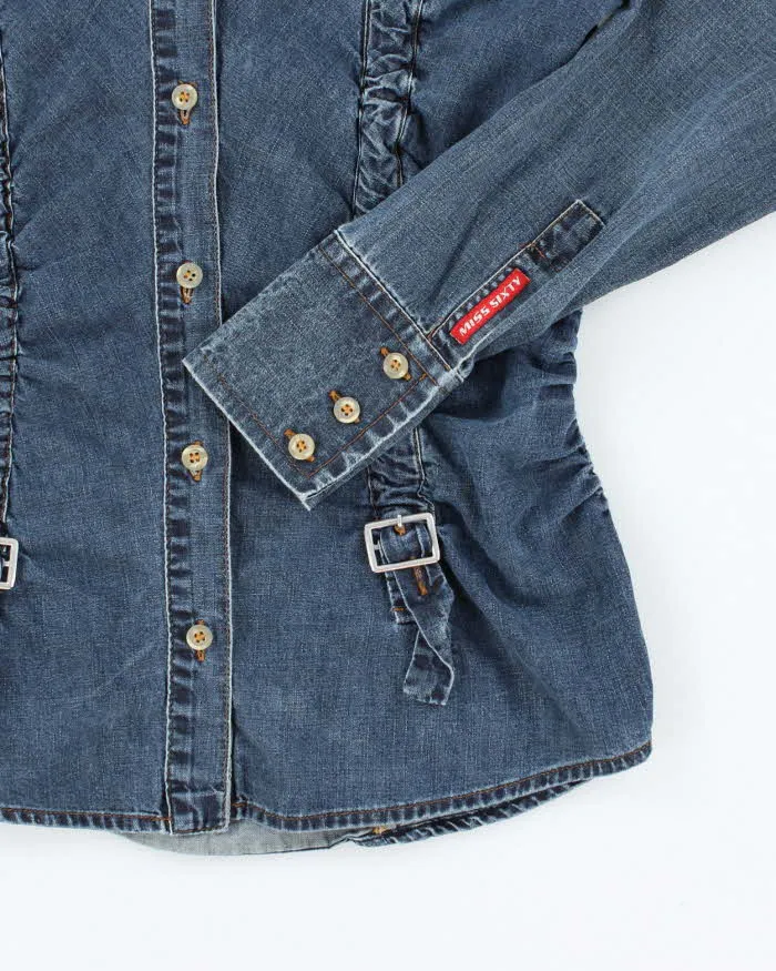 Vintage Y2K Miss Sixty Patterned Dark Wash Denim Shirt - M sold by Rokit product image thumbnail 4