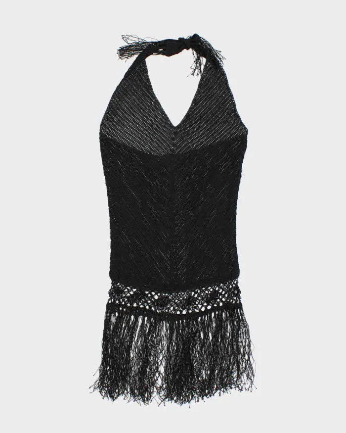 Vintage Y2k 00s Crochet Beaded Tassel Halter Neck Top - S sold by Rokit product image thumbnail 2