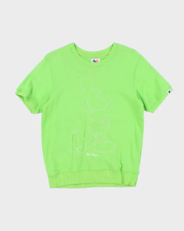 Vintage Y2K Disney Mickey Mouse Embroidered Short Sleeve Sweatshirt - S sold by Rokit