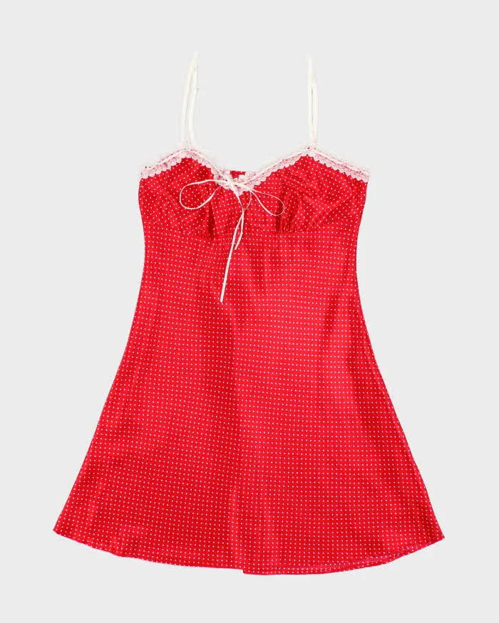 Vintage Y2k 00s La Vie En Rose Polka Dot Slip Dress - S sold by Rokit
