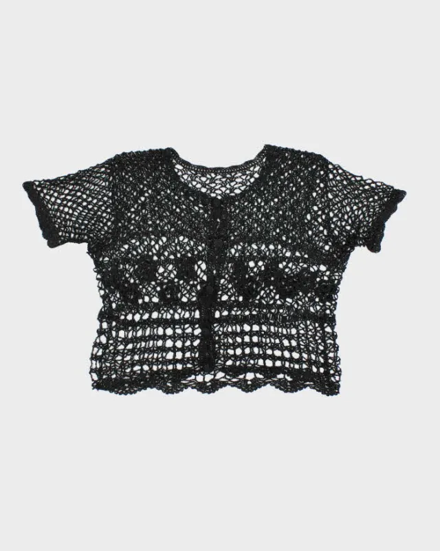 Vintage Y2k 00s Crochet Button-up Top - S sold by Rokit