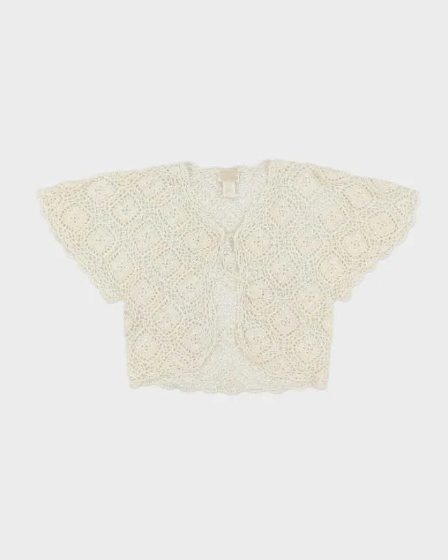 Vintage Y2k 00s Kroshetta Crochet Tie-front Top - M sold by Rokit