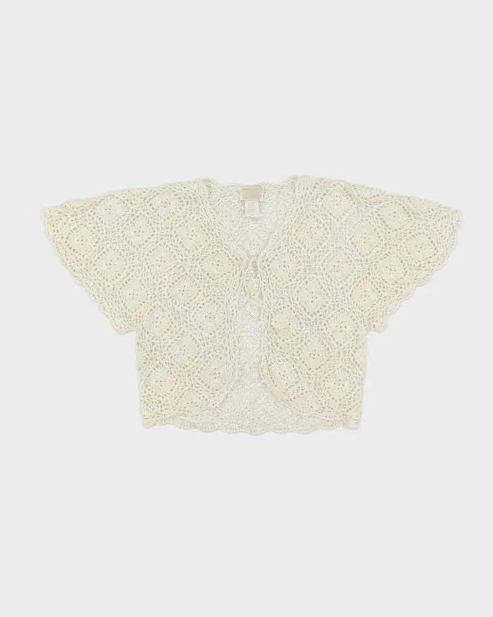 Vintage Y2k 00s Kroshetta Crochet Tie-front Top - M sold by Rokit
