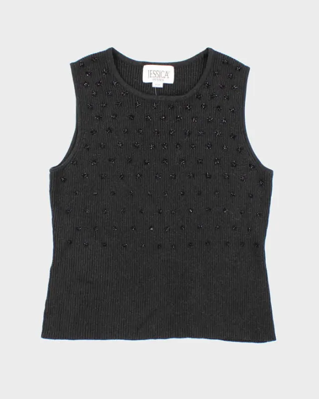 Vintage 90s Jessica Beaded Knit Top - M sold by Rokit