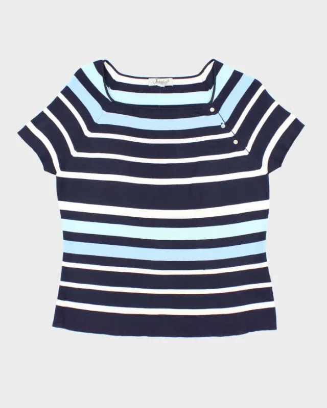 Vintage Y2k 00s Jessica Stripe Button Jumper - M sold by Rokit