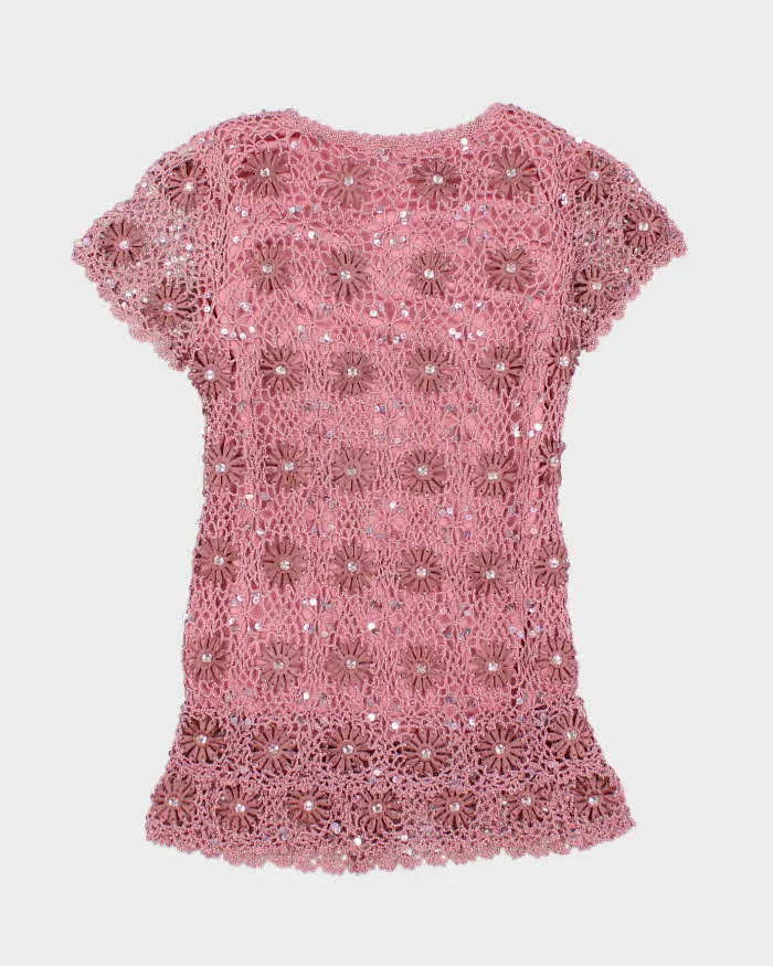 Vintage Y2k 00s Fengdo Crochet Sequin Top - M sold by Rokit product image thumbnail 2