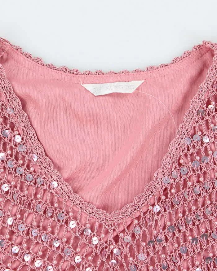 Vintage Y2k 00s Fengdo Crochet Sequin Top - M sold by Rokit product image thumbnail 5
