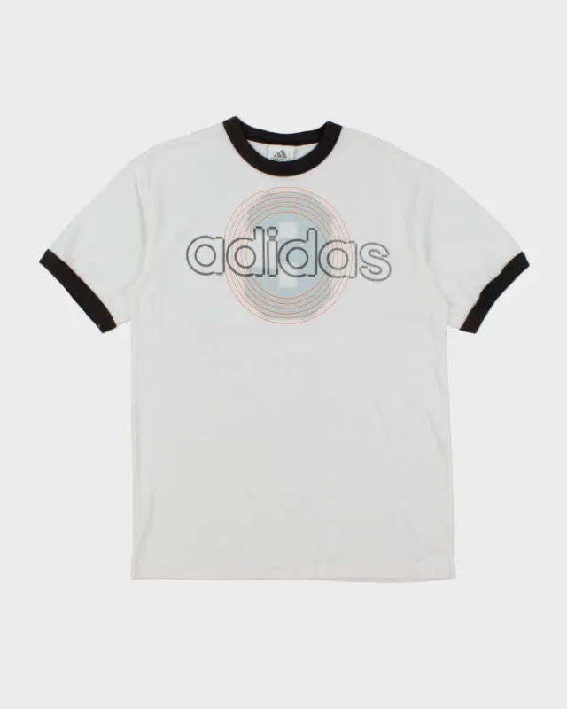 Vintage Y2K Adidas Centre Logo Graphic Ringer T-Shirt - L sold by Rokit