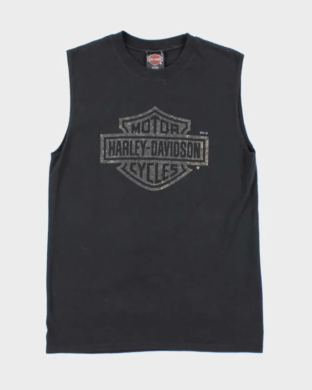 Vintage Y2K Harley Davidson Textured Logo Cut Off T-Shirt - M sold by Rokit