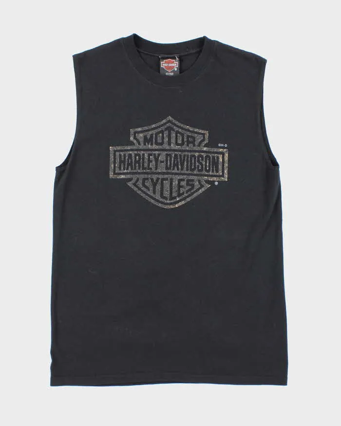 Vintage Y2K Harley Davidson Textured Logo Cut Off T-Shirt - M sold by Rokit