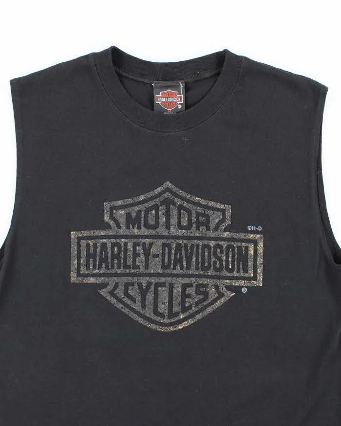 Vintage Y2K Harley Davidson Textured Logo Cut Off T-Shirt - M sold by Rokit product image thumbnail 3