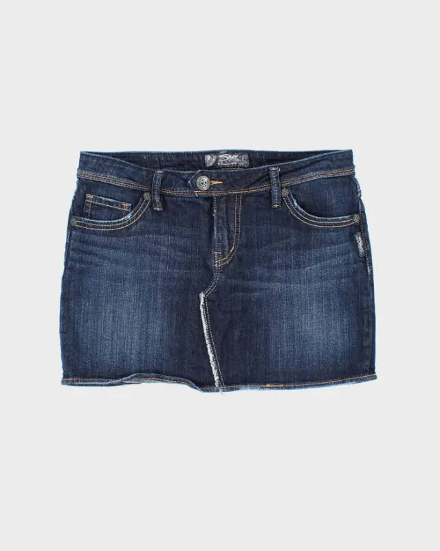 Vintage Y2k 00s Silver Denim Mini Skirt - S sold by Rokit