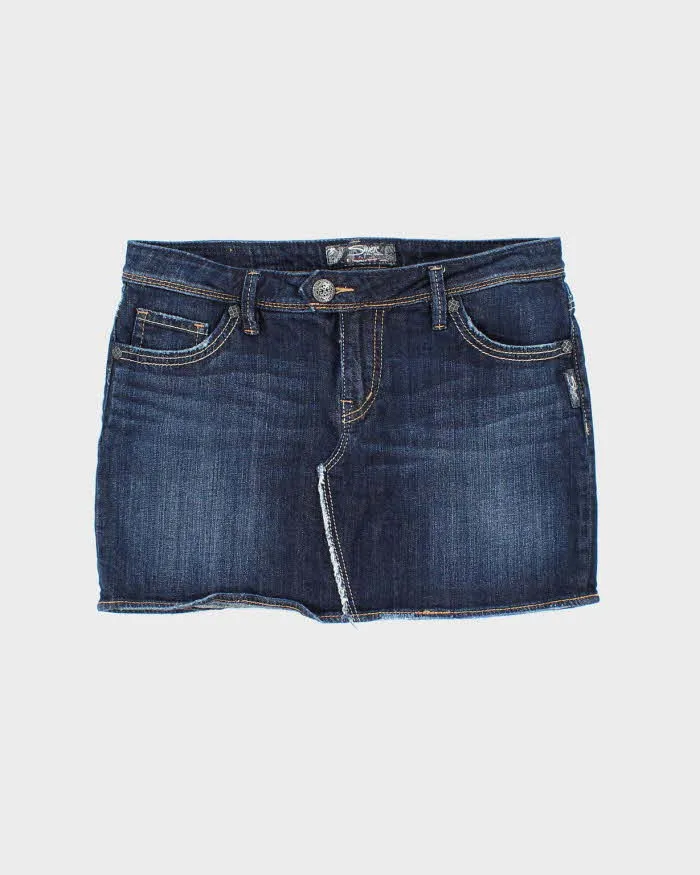 Vintage Y2k 00s Silver Denim Mini Skirt - S sold by Rokit