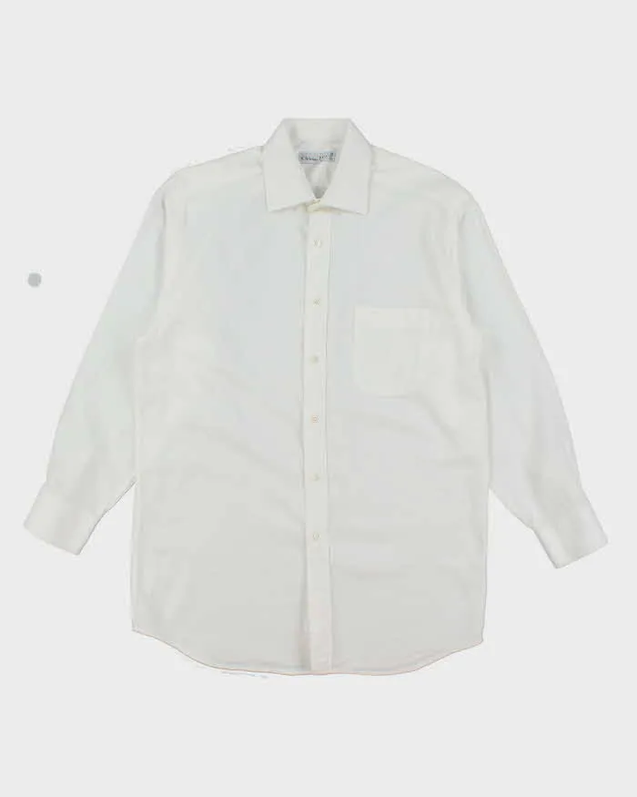 Vintage 2000's Christian Dior Plain White Long Sleeve Shirt - L sold by Rokit