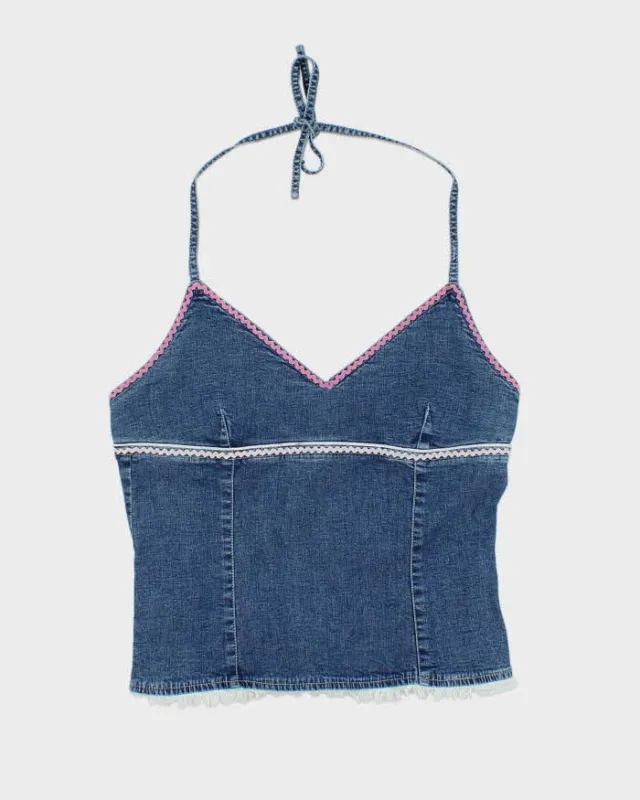 Vintage Y2k 00s Guess Denim Halter Neck Top - S sold by Rokit
