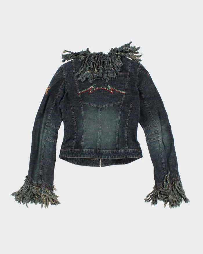 Y2K 00s Parasuco Fitted Dark Wash Fringe Denim Jacket - S sold by Rokit product image thumbnail 2