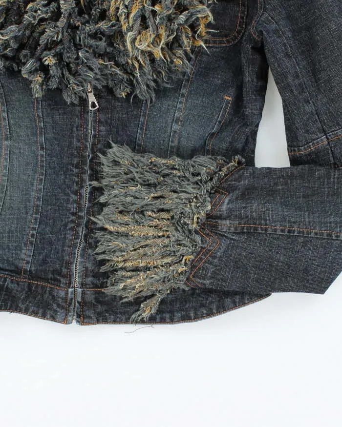 Y2K 00s Parasuco Fitted Dark Wash Fringe Denim Jacket - S sold by Rokit product image thumbnail 4