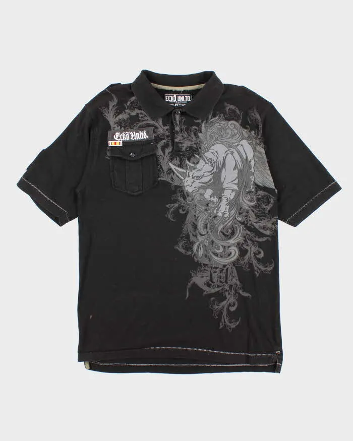 Vintage Y2K Ecko Untld Military Style Graphic Polo Shirt - M sold by Rokit