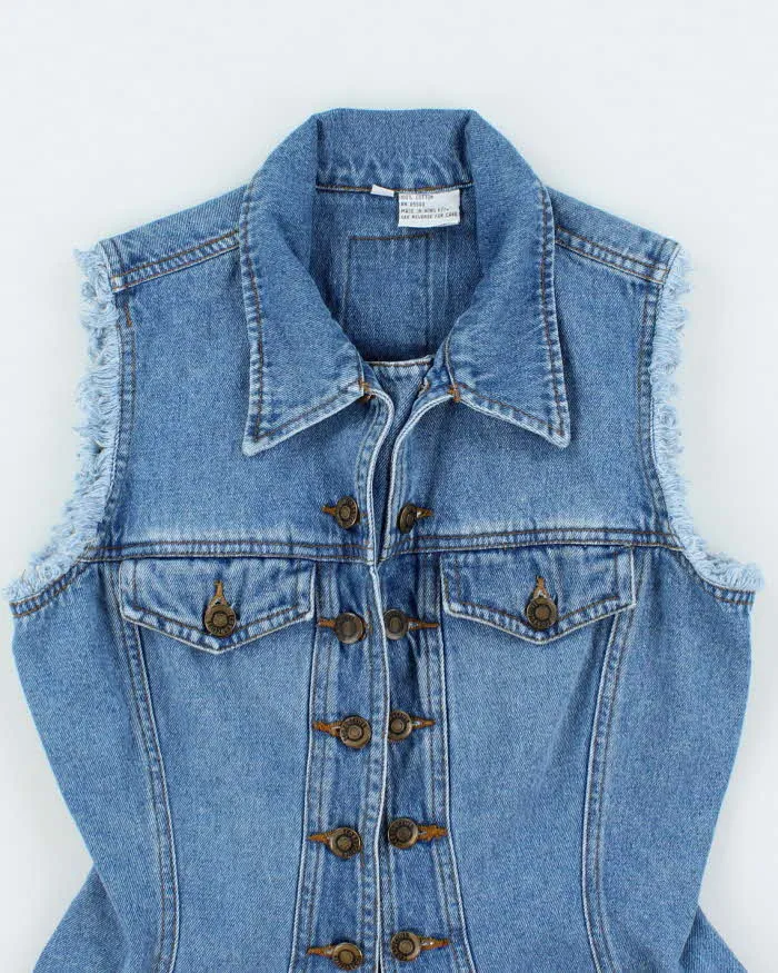 Vintage Y2K Medium Wash Frayed Denim Gilet - S sold by Rokit product image thumbnail 3