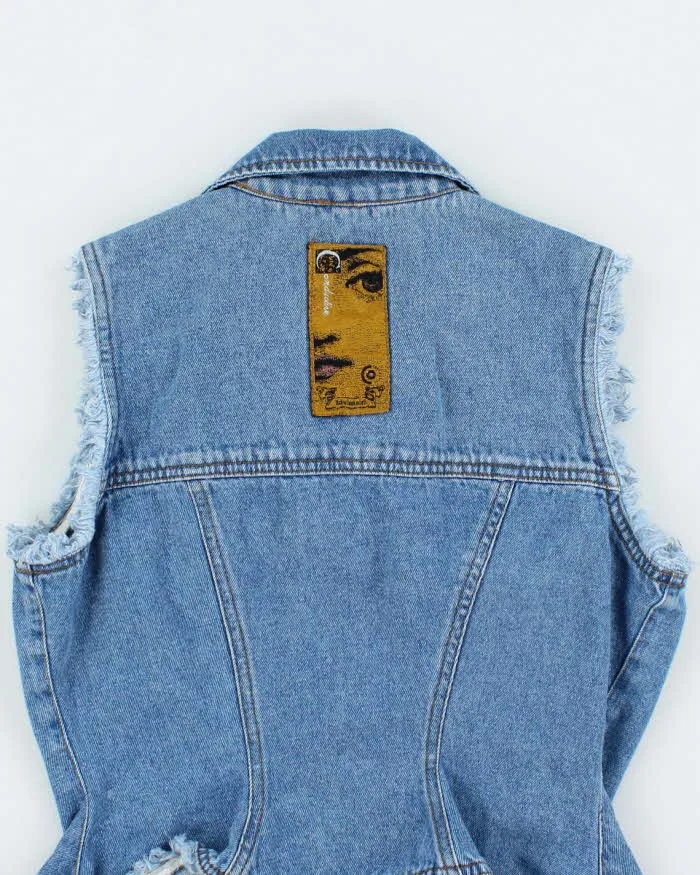 Vintage Y2K Medium Wash Frayed Denim Gilet - S sold by Rokit product image thumbnail 4