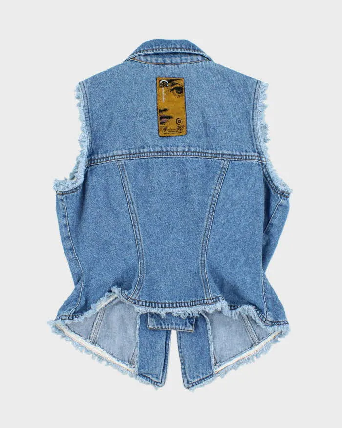 Vintage Y2K Medium Wash Frayed Denim Gilet - S sold by Rokit product image thumbnail 2