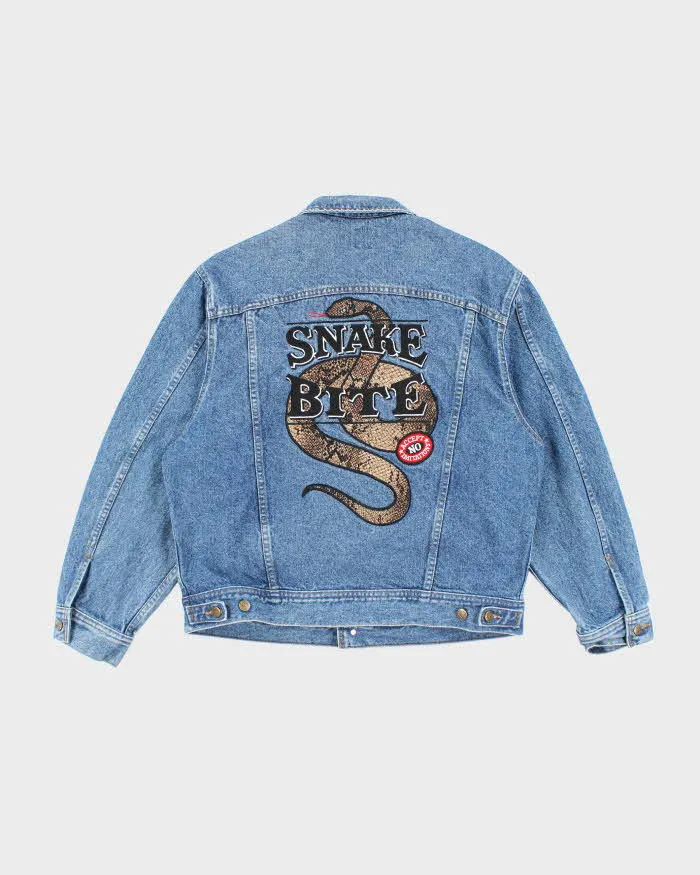 Vintage 90's Lee Embroidered Back Oversized Dark Wash Denim Jacket - M sold by Rokit product image thumbnail 2