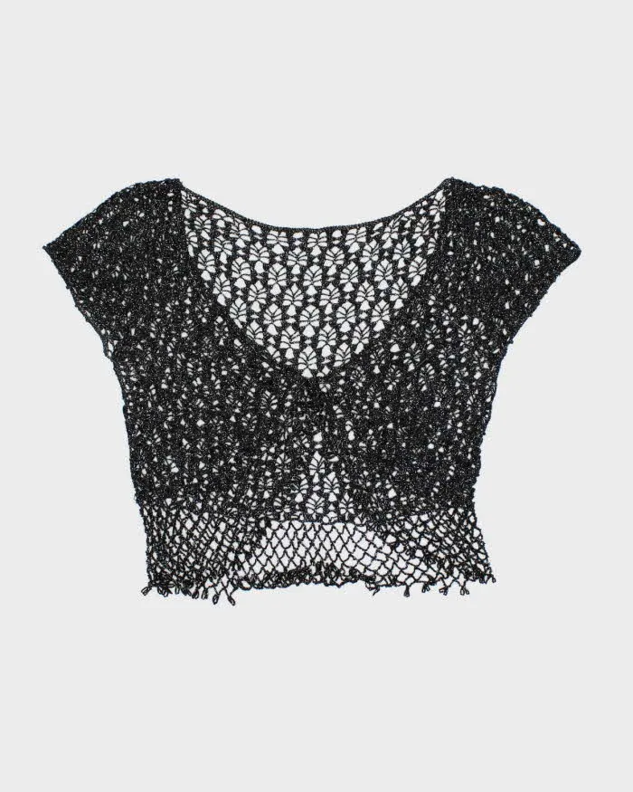 Vintage Y2k 00s Crochet Sparkly Beaded Top - S sold by Rokit product image thumbnail 2
