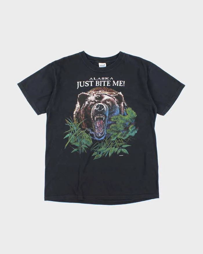 Vintage Y2K Alaska Just Bite Me Grizzly Bear Graphic T-Shirt - L sold by Rokit