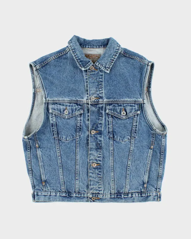 Vintage Y2K Esprit Dark Wash Denim Gilet Jacket - L made by Esprit