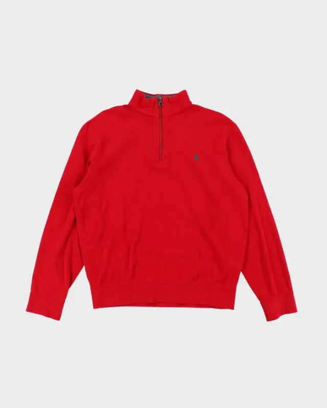 Polo Ralph Lauren Red Quarter Zip Sweatshirt - S sold by Rokit