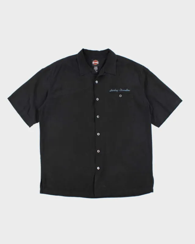 Vintage Harley Davidson Embroidered Silk Shirt - L sold by Rokit