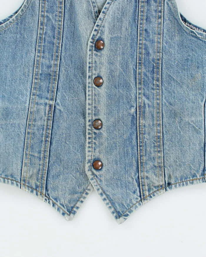 Vintage 80's GWG Light Wash Faded Denim Gilet Jacket - M sold by Rokit product image thumbnail 4