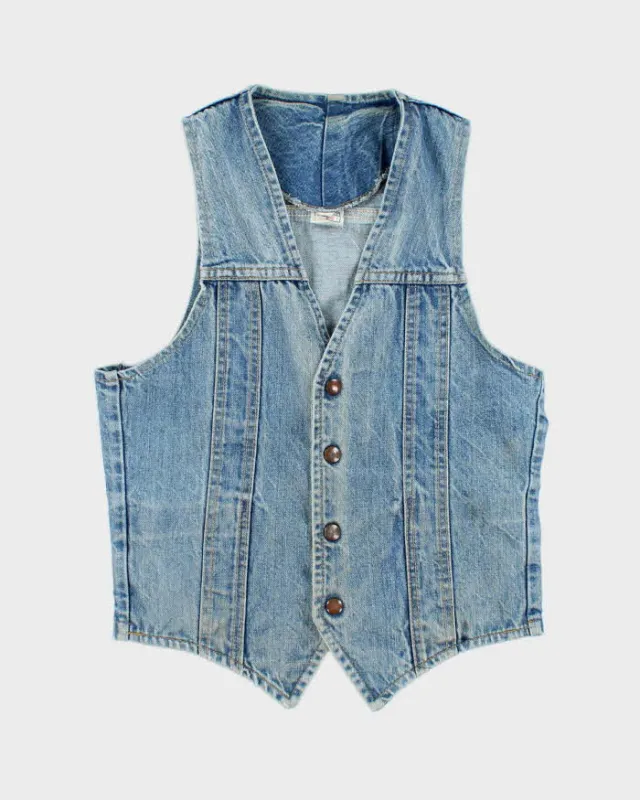 Vintage 80's GWG Light Wash Faded Denim Gilet Jacket - M made by Rokit