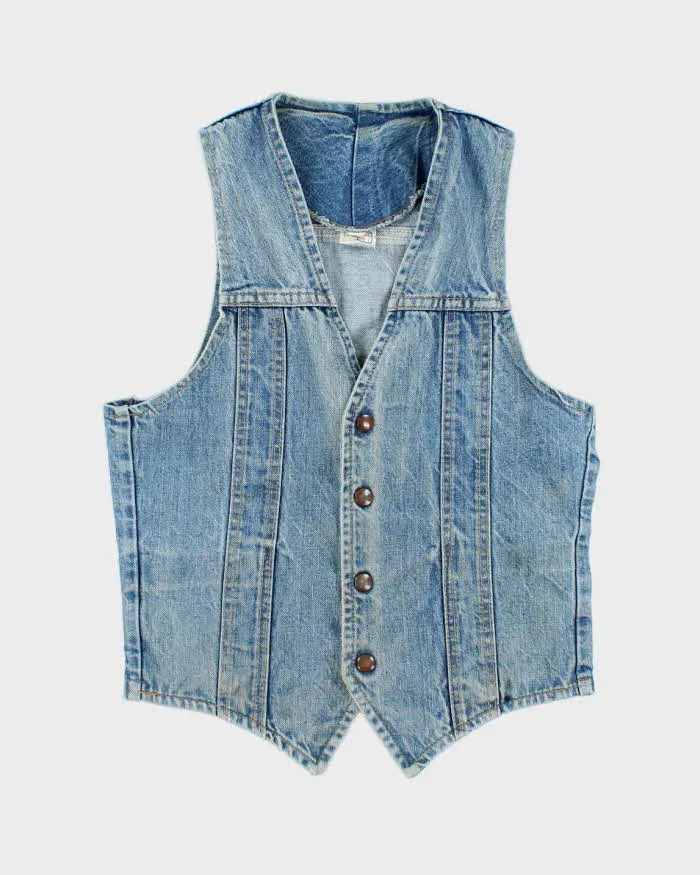 Vintage 80's GWG Light Wash Faded Denim Gilet Jacket - M sold by Rokit