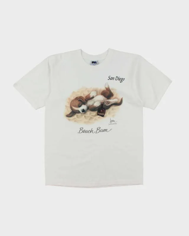 Vintage 90's Dan Diego Puppy Dog Graphic T-Shirt - L sold by Rokit