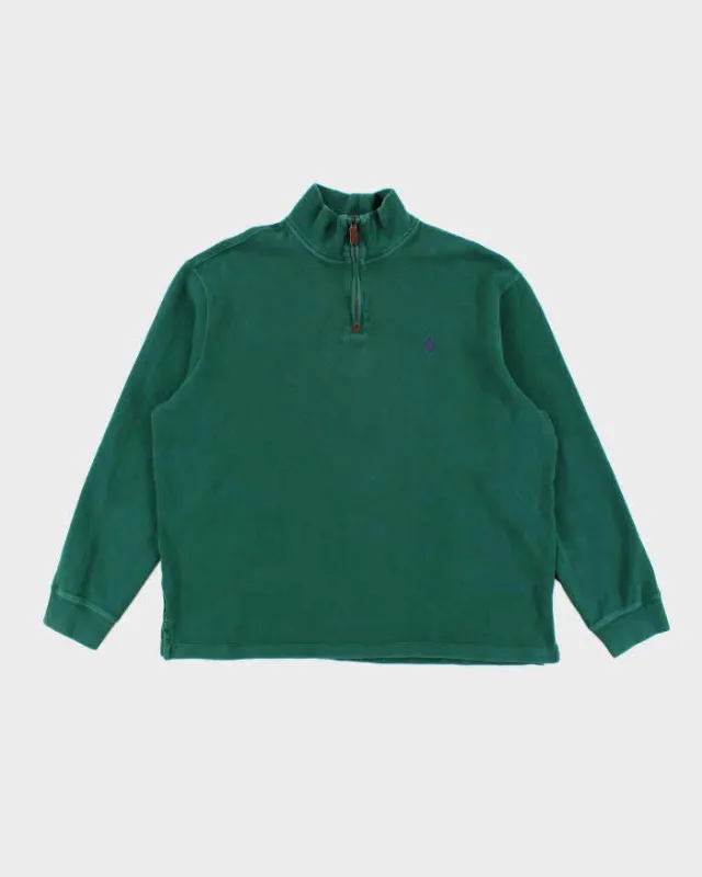 Polo Ralph Lauren Green Quarter Zip Sweatshirt - XL made by Ralph Lauren