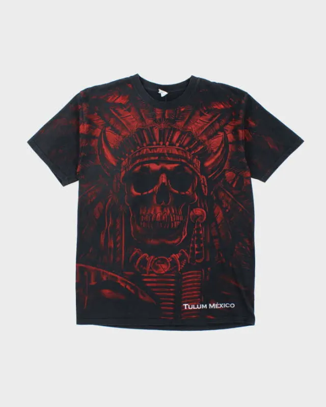 Vintage Y2K Mexican Skull All Over Print T-Shirt - L sold by Rokit