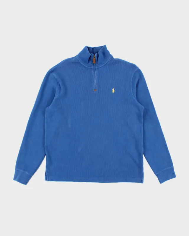 Polo Ralph Lauren Blue Quarter Zip Sweatshirt - M sold by Rokit