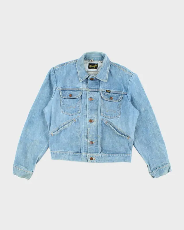 Vintage 80's Wrangler Faded Light Wash Denim Jacket - S made by Wrangler