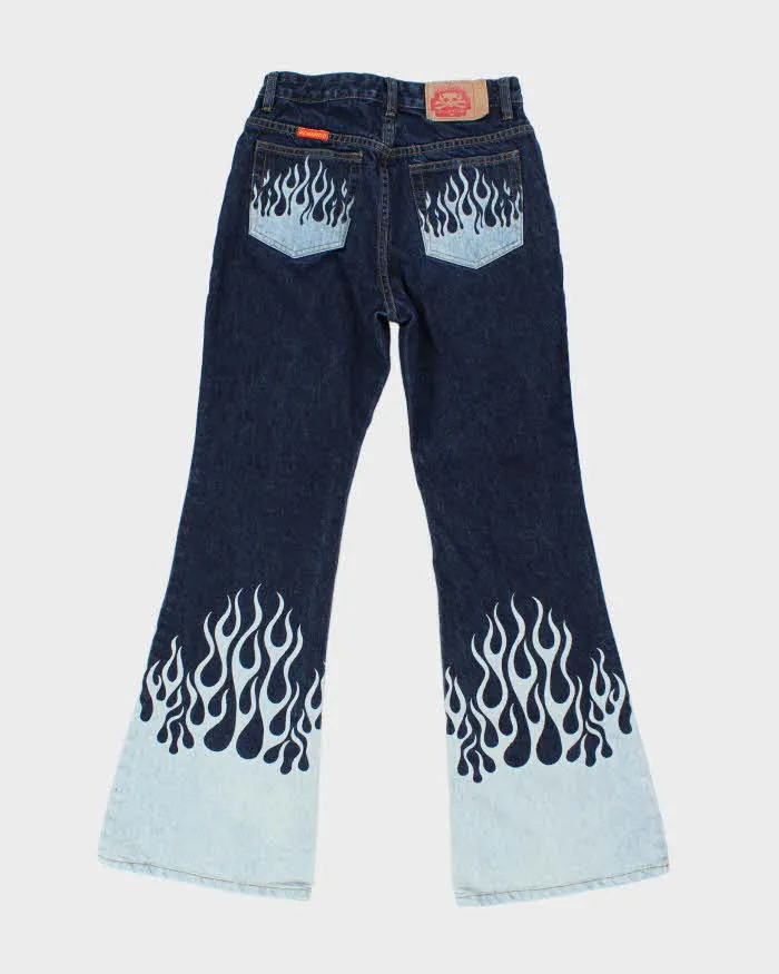 Vintage Y2K By Remargo Dark Wash Flame Wash Flared Jeans - W26 L30 sold by Rokit product image thumbnail 2