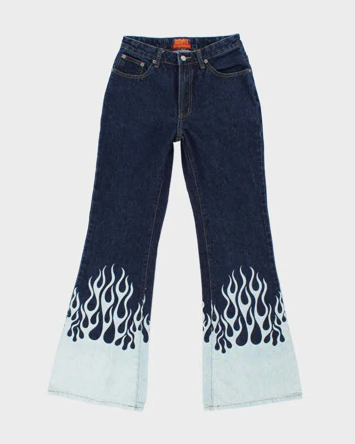 Vintage Y2K By Remargo Dark Wash Flame Wash Flared Jeans - W26 L30 sold by Rokit