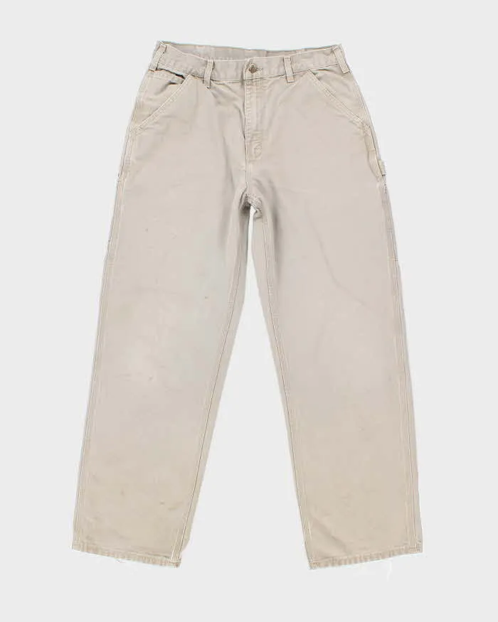 Vintage Carhartt Single Knee Grey Faded Carpenter Trousers - W30 L31 sold by Rokit