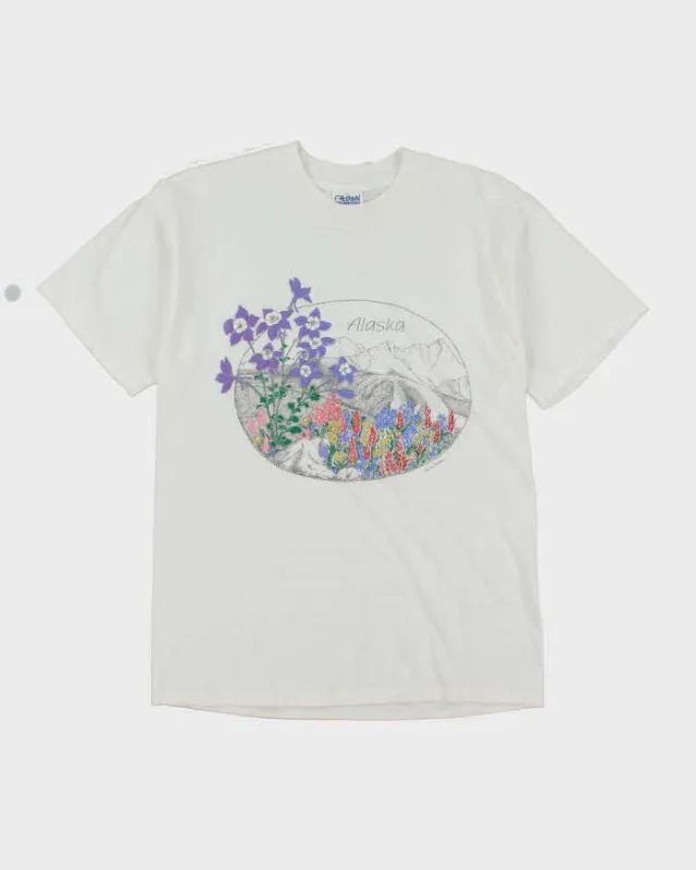 Vintage 90's Alaska Landscape Drawing Graphic T-Shirt - M sold by Rokit